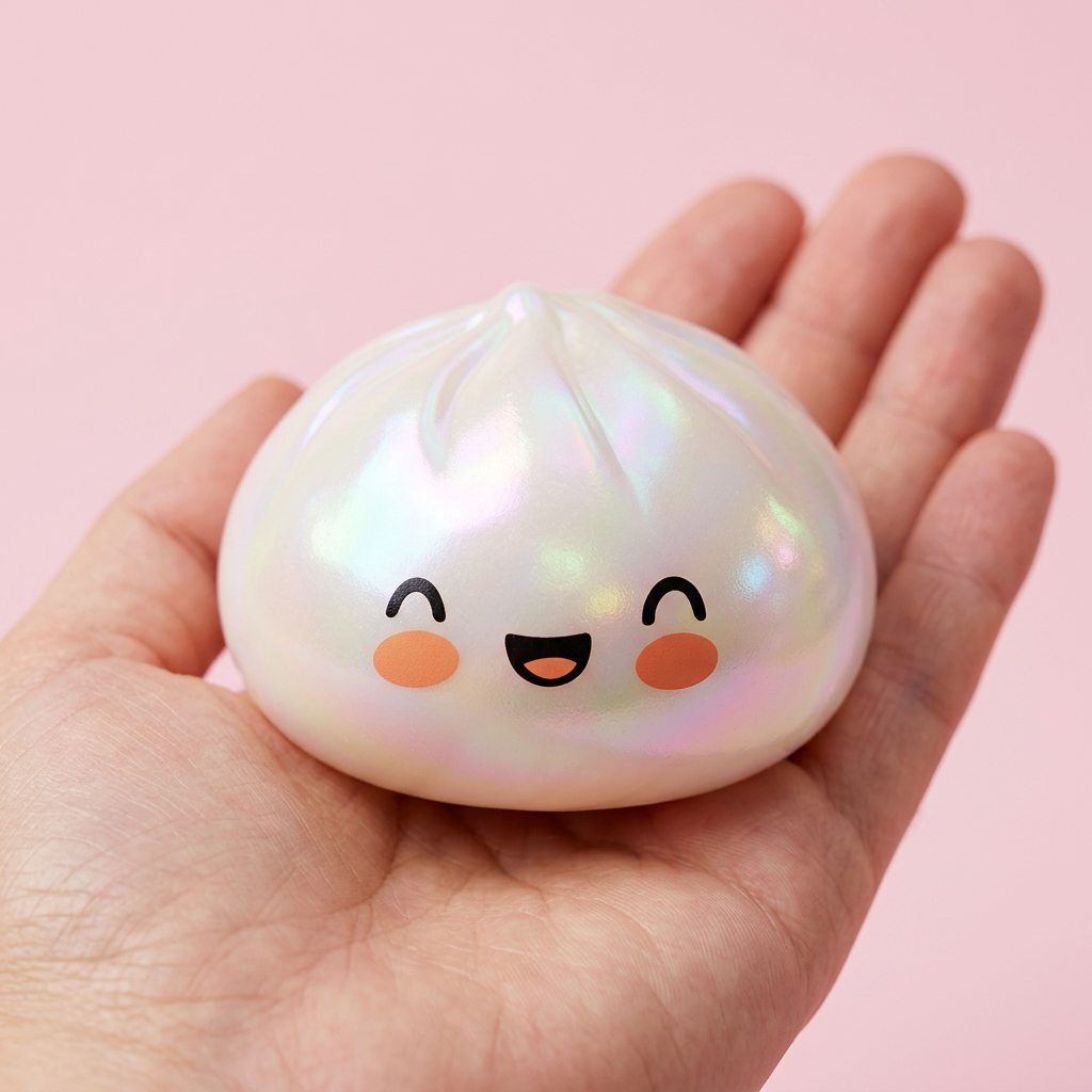Dumpling Squishy Pilvenvalkoinen kädessä — kokovertailu