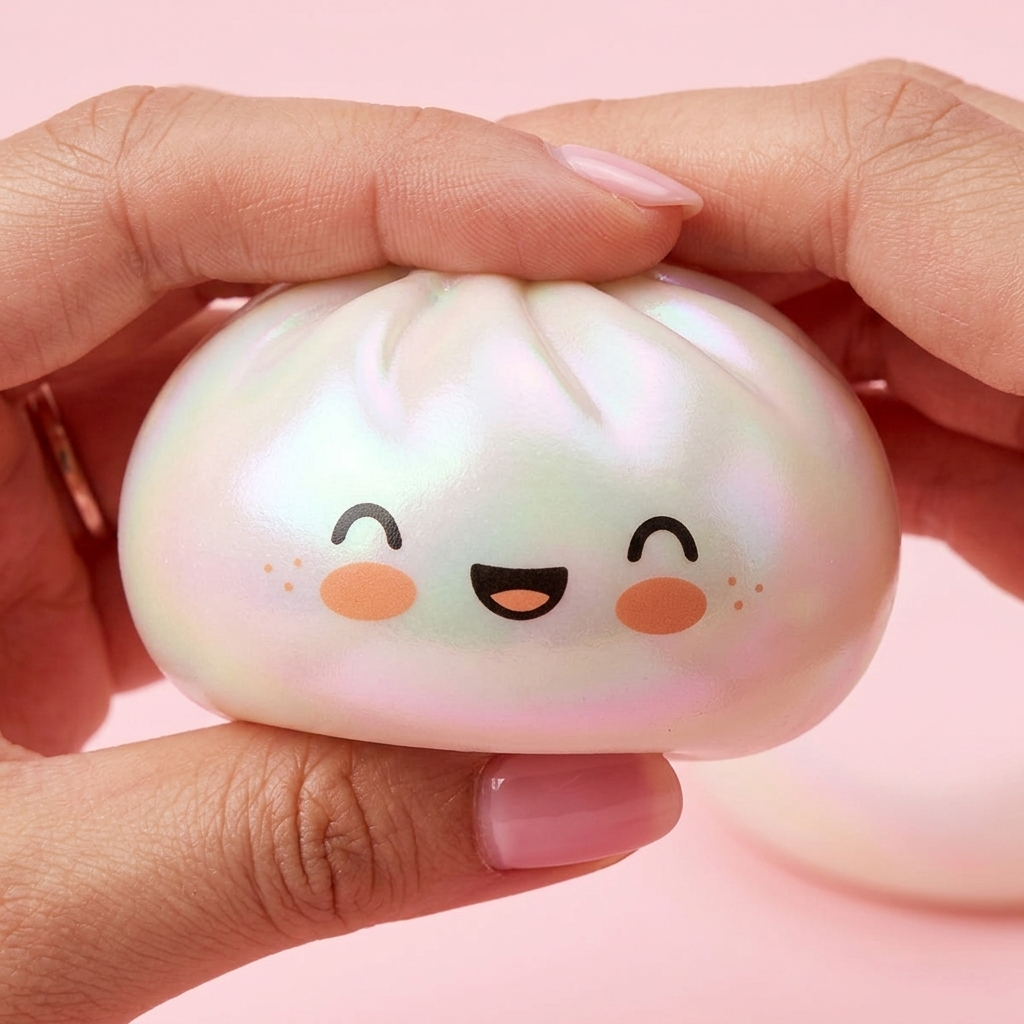 Dumpling Squishy Pilvenvalkoinen slow rise -efekti toiminnassa