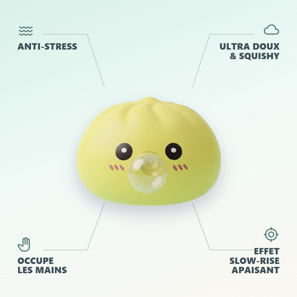 Jumbo Dumpling Squishy Keltainen Jättikoko — antistress, ultrapehmeä, slow-rise