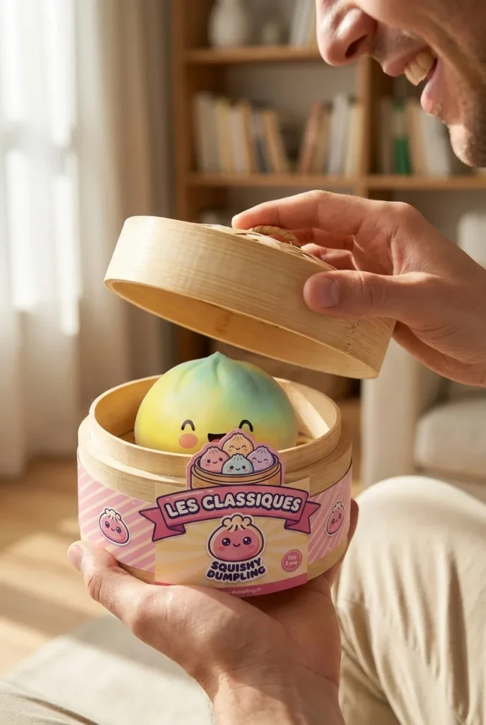 Yellow Fade Dumpling Squishy Auringonlasku avauksen hetkellä