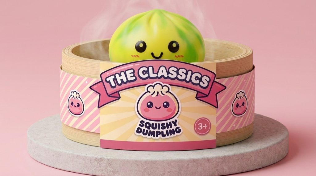 Tie Dye Dumpling Squishy Keltainen bambutyylisessä höyrytyskorissa