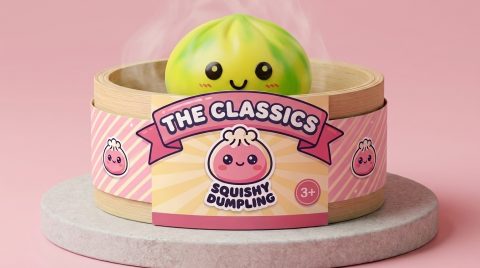 Tie Dye Dumpling Squishy Keltainen bambutyylisessä höyrytyskorissa