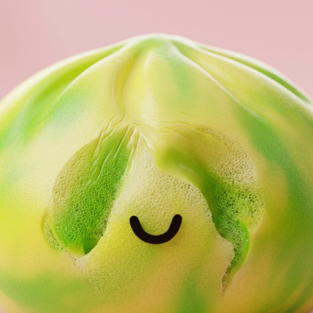 Tie Dye Dumpling Squishy Keltainen makrokuva vaahdon pinnasta