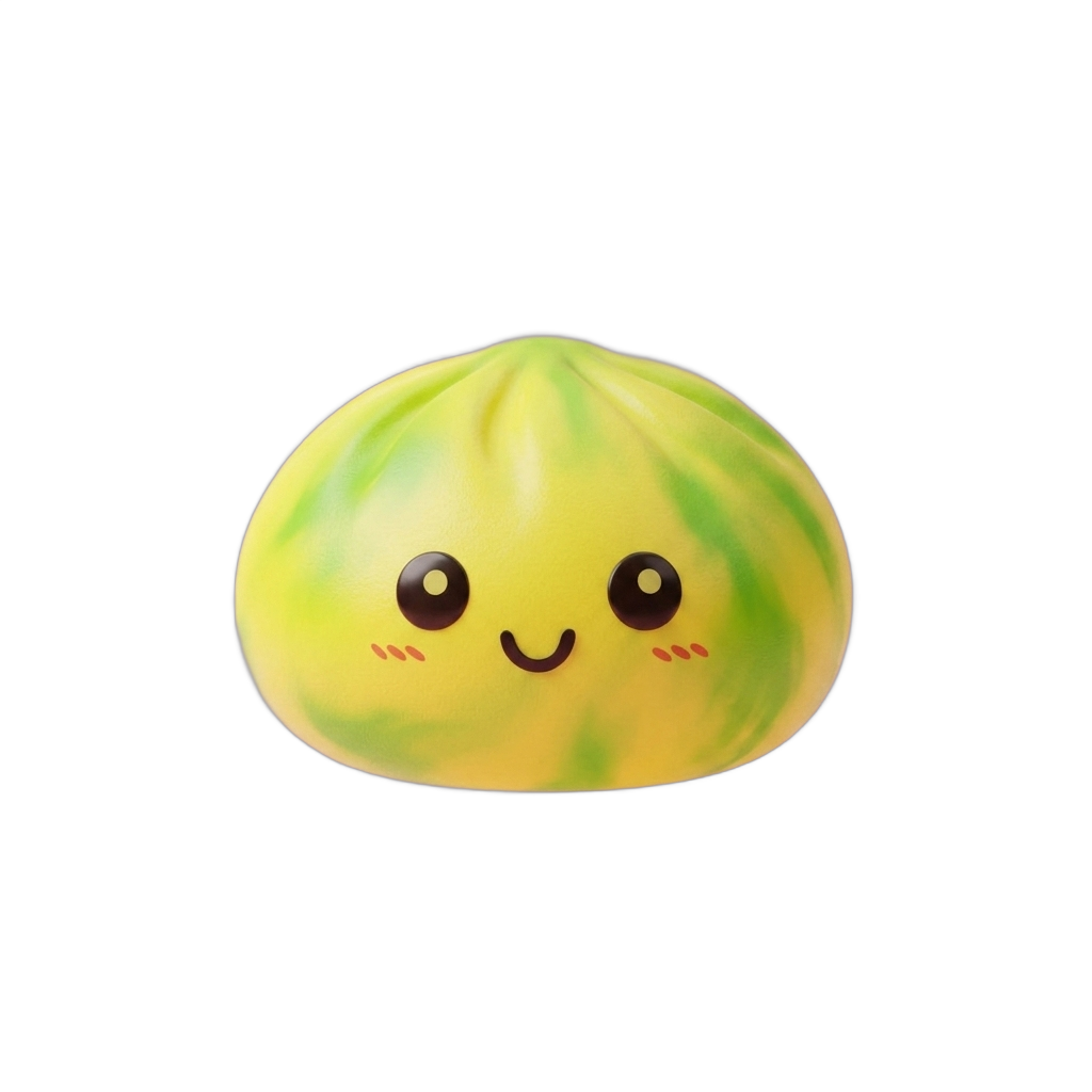 Tie Dye Dumpling Squishy Keltainen puristettuna kädessä