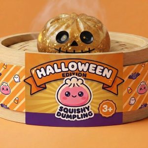 Dumpling Squishy Zombie Halloween Glitter Kulta bambutyylisessä höyrytyskorissa