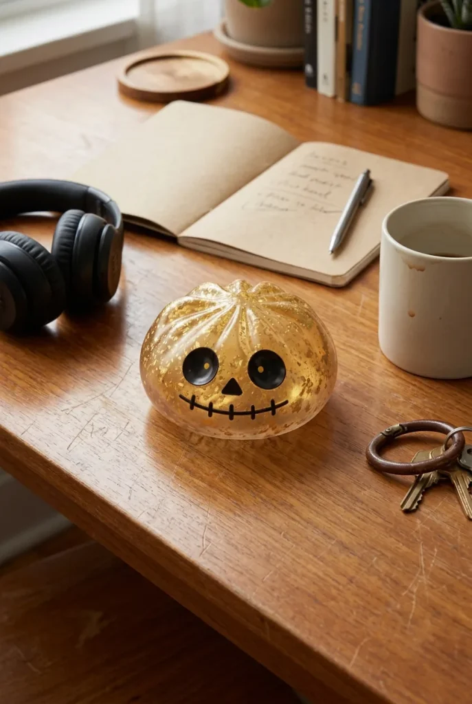 Dumpling Squishy Zombie Halloween Glitter Kulta työpöydällä