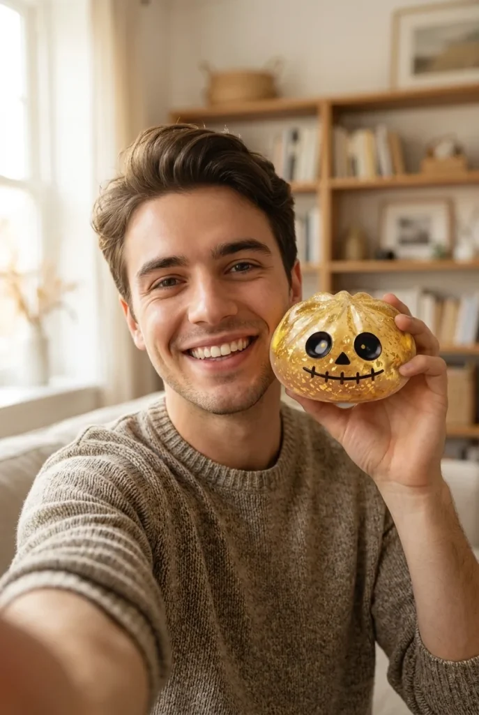 Dumpling Squishy Zombie Halloween Glitter Kulta arjen keskellä