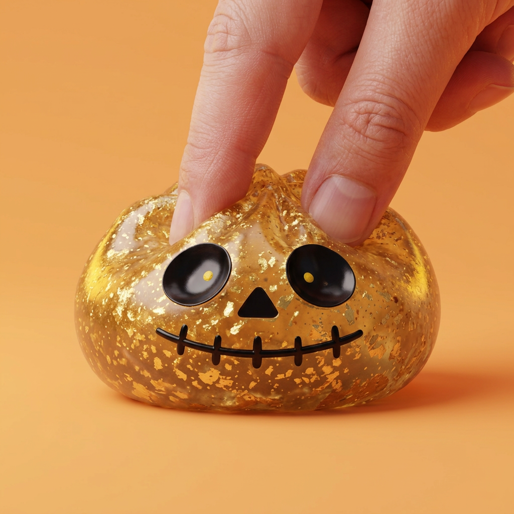 Dumpling Squishy Zombie Halloween Glitter Kulta slow rise -efekti toiminnassa