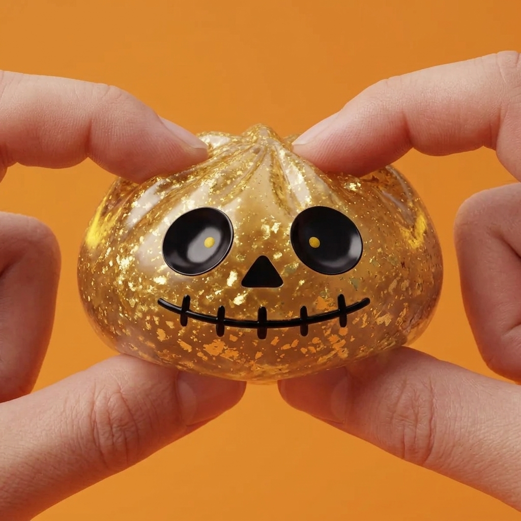 Dumpling Squishy Zombie Halloween Glitter Kulta puristettuna kädessä