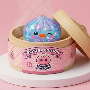 Squishy Dumpling Pingviini Sininen Galaksi bambutyylisessä höyrytyskorissa