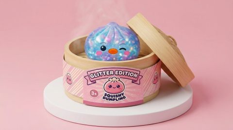 Squishy Dumpling Pingviini Sininen Galaksi bambutyylisessä höyrytyskorissa