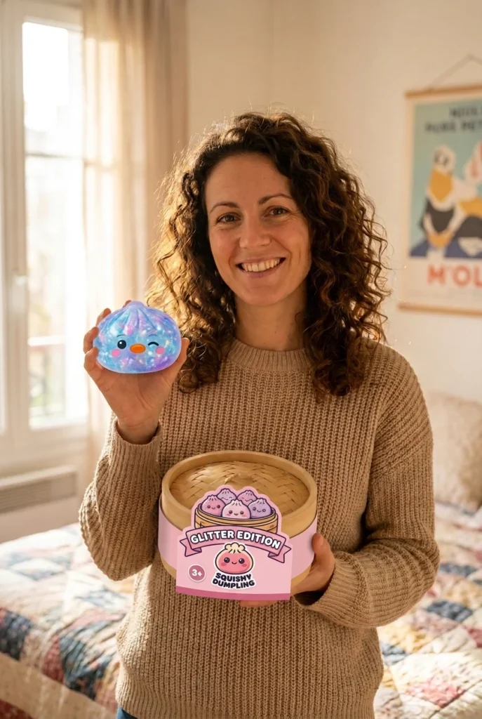 Squishy Dumpling Pingviini Sininen Galaksi pakkauksensa kanssa