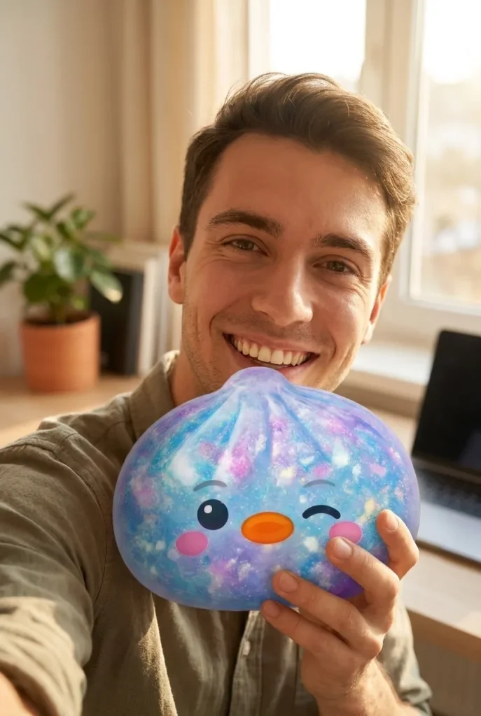 Squishy Dumpling Pingviini Sininen Galaksi arjen keskellä