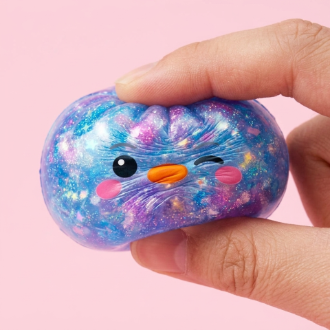 Squishy Dumpling Pingviini Sininen Galaksi slow rise -efekti toiminnassa