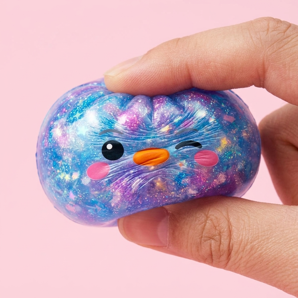 Squishy Dumpling Pingviini Sininen Galaksi slow rise -efekti toiminnassa