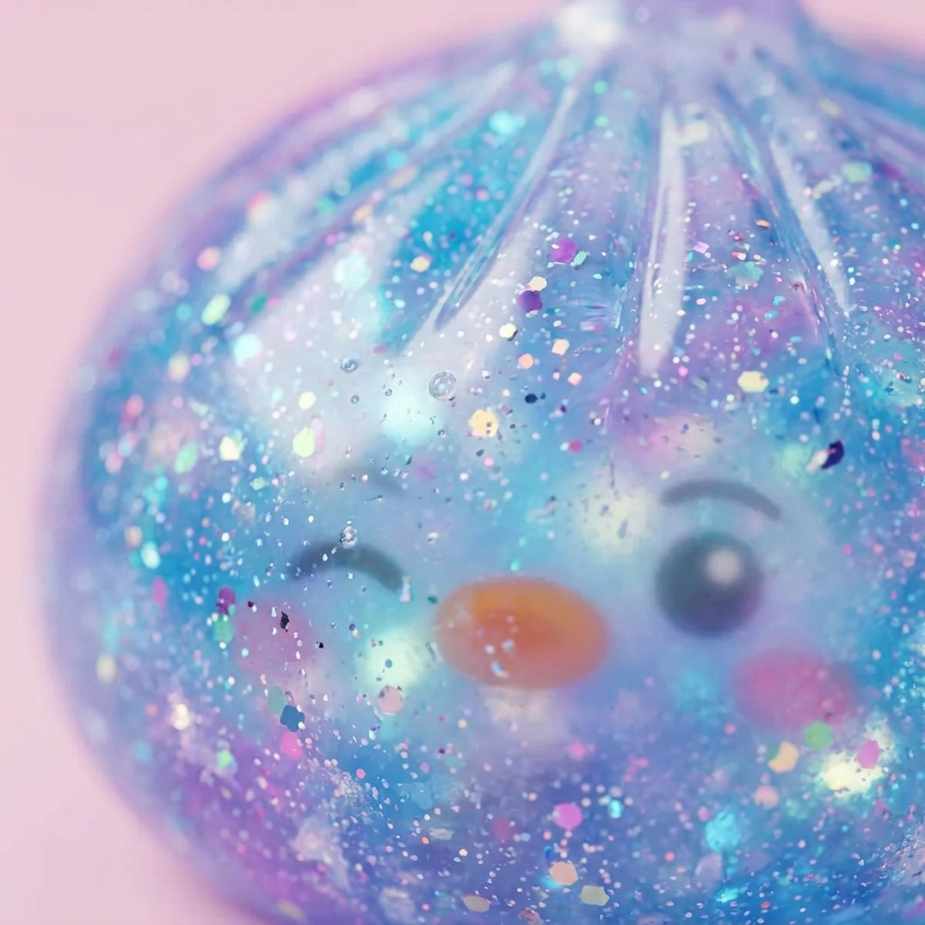 Squishy Dumpling Pingviini Sininen Galaksi makrokuva vaahdon pinnasta