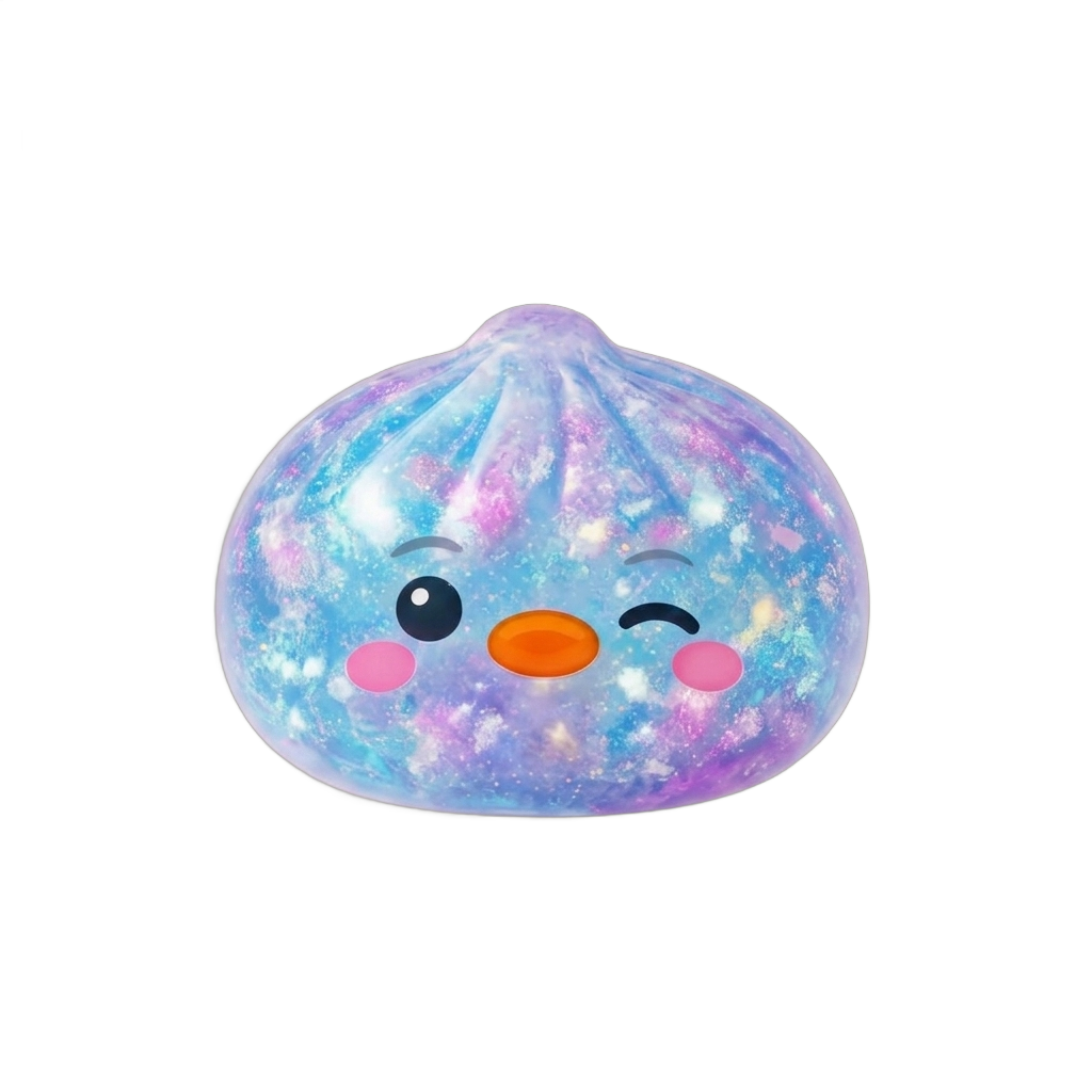 Squishy Dumpling Pingviini Sininen Galaksi puristettuna kädessä