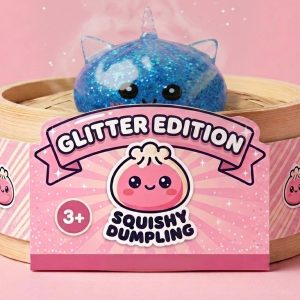 Glitter Dumpling Squishy Sininen Yksisarvinen bambutyylisessä höyrytyskorissa