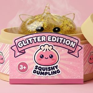 Kultainen Yksisarvinen Dumpling Squishy Glitter bambutyylisessä höyrytyskorissa