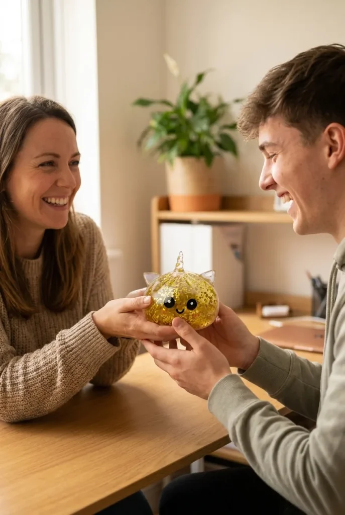 Kultainen Yksisarvinen Dumpling Squishy Glitter lahjaideana