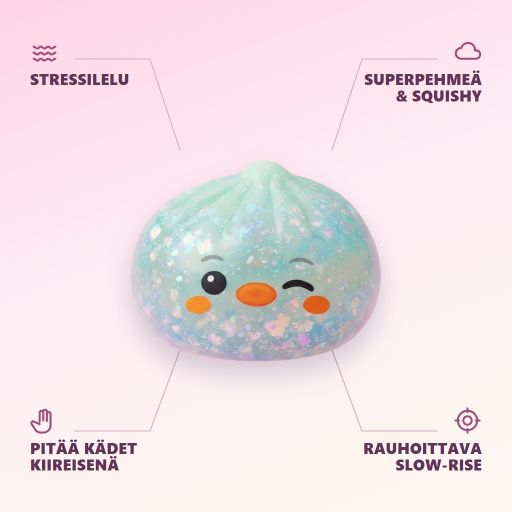 Squishy Dumpling Pingviini Mintunvihreä infografiikka: tärkeimmät edut