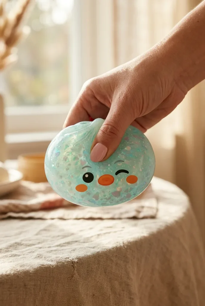 Squishy Dumpling Pingviini Mintunvihreä puristuksessa