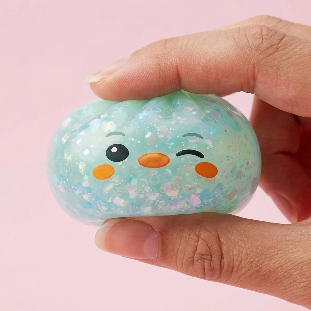 Squishy Dumpling Pingviini Mintunvihreä slow rise -efekti toiminnassa