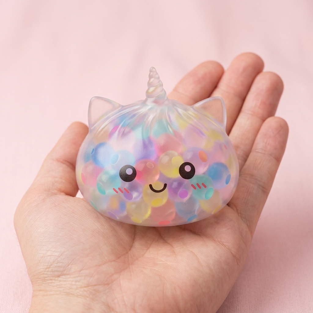 Bubble Dumpling Squishy Yksisarvinen Pastelli kädessä — kokovertailu