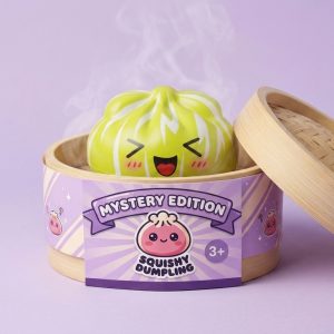 Squishy Dumpling Mystery Happy Faces -yllätyspakkaus bambutyylisessä höyrytyskorissa