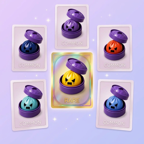 Squishy Dumpling Aave Mystery puristettuna kädessä