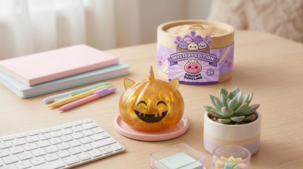 Squishy Dumpling Mystery Halloween Yksisarvinen arkisessa asetelmassa