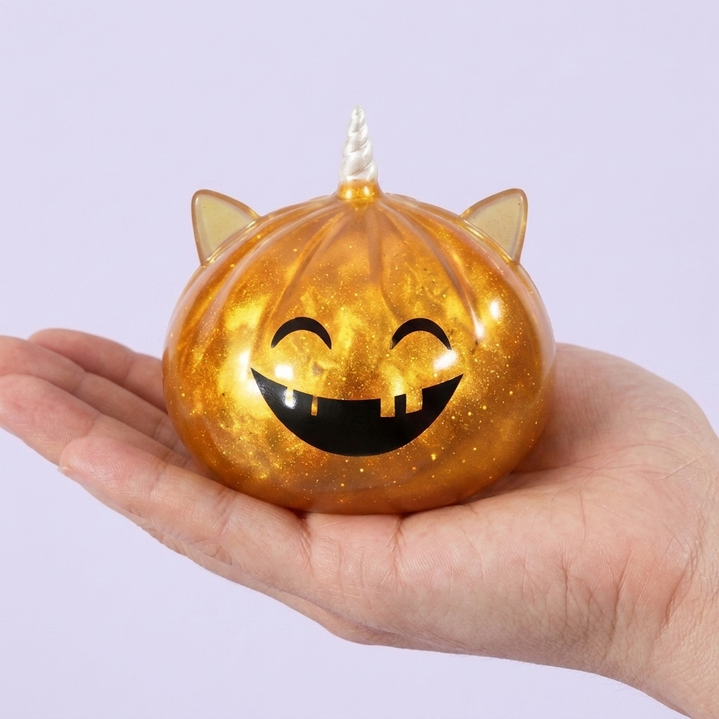Squishy Dumpling Mystery Halloween Yksisarvinen kädessä — kokovertailu
