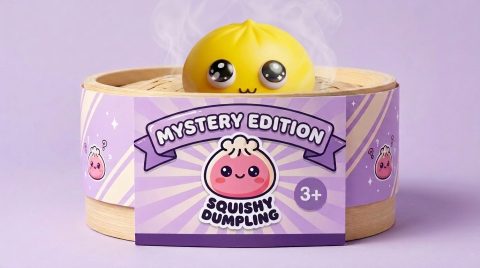 Dumpling Squishy Mystery Pop Isot Silmät bambutyylisessä höyrytyskorissa