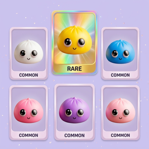 Dumpling Squishy Mystery Pop Isot Silmät puristettuna kädessä