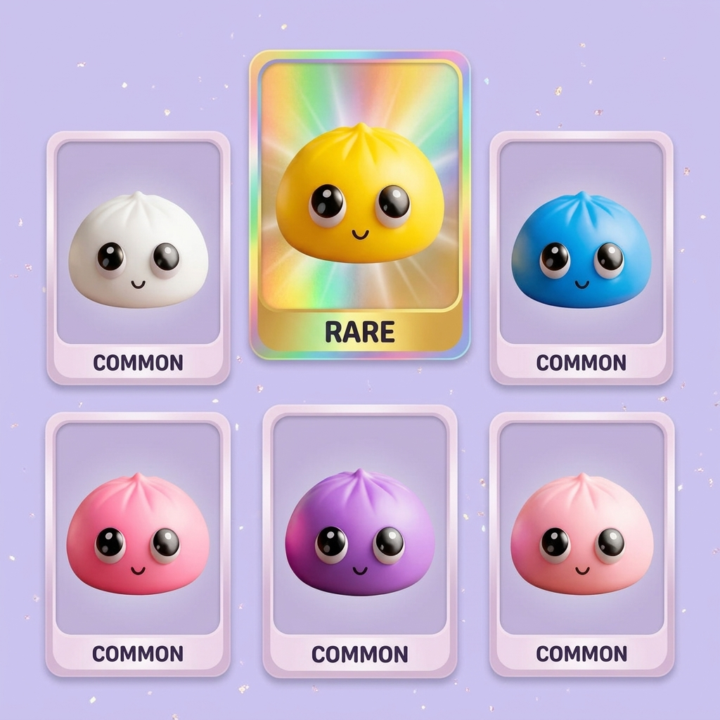 Dumpling Squishy Mystery Pop Isot Silmät puristettuna kädessä