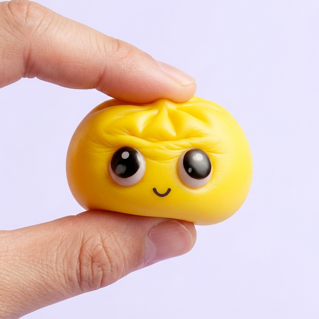 Dumpling Squishy Mystery Pop Isot Silmät puristettuna kädessä