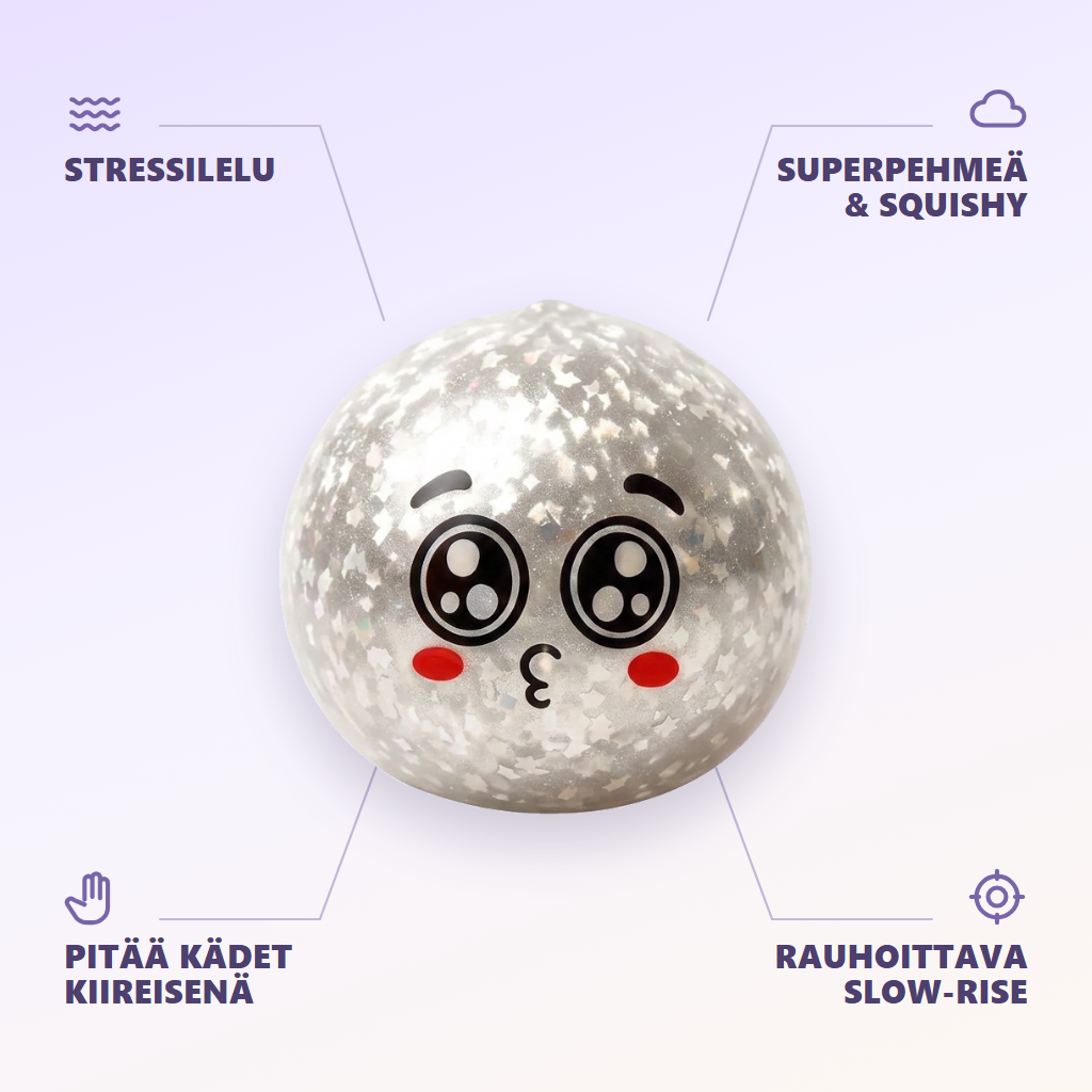 Dumpling Squishy Mystery Puppy Eyed -yllätyspakkaus infografiikka: tärkeimmät edut