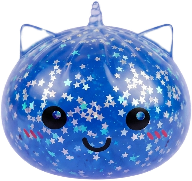 Squishy Dumpling Yksisarvinen Mystery Glitter puristettuna kädessä