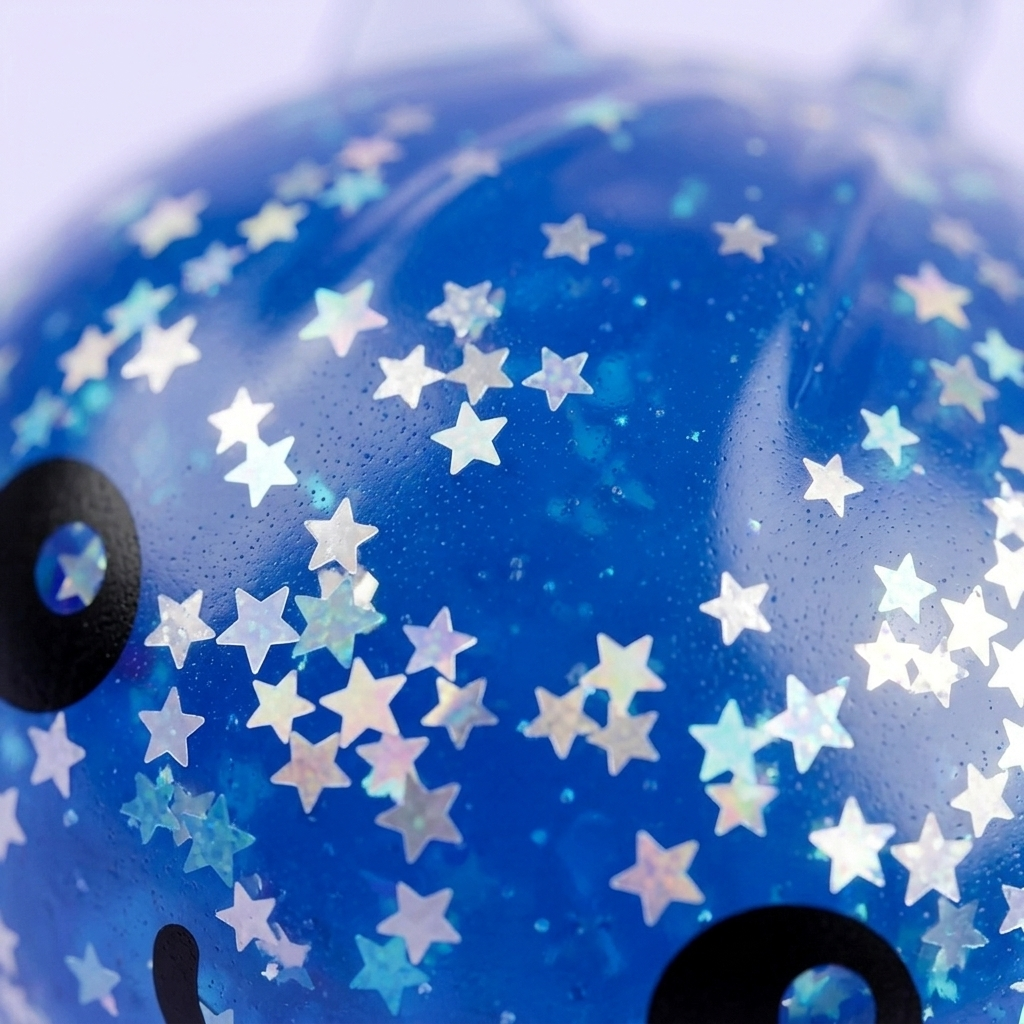Squishy Dumpling Yksisarvinen Mystery Glitter makrokuva vaahdon pinnasta