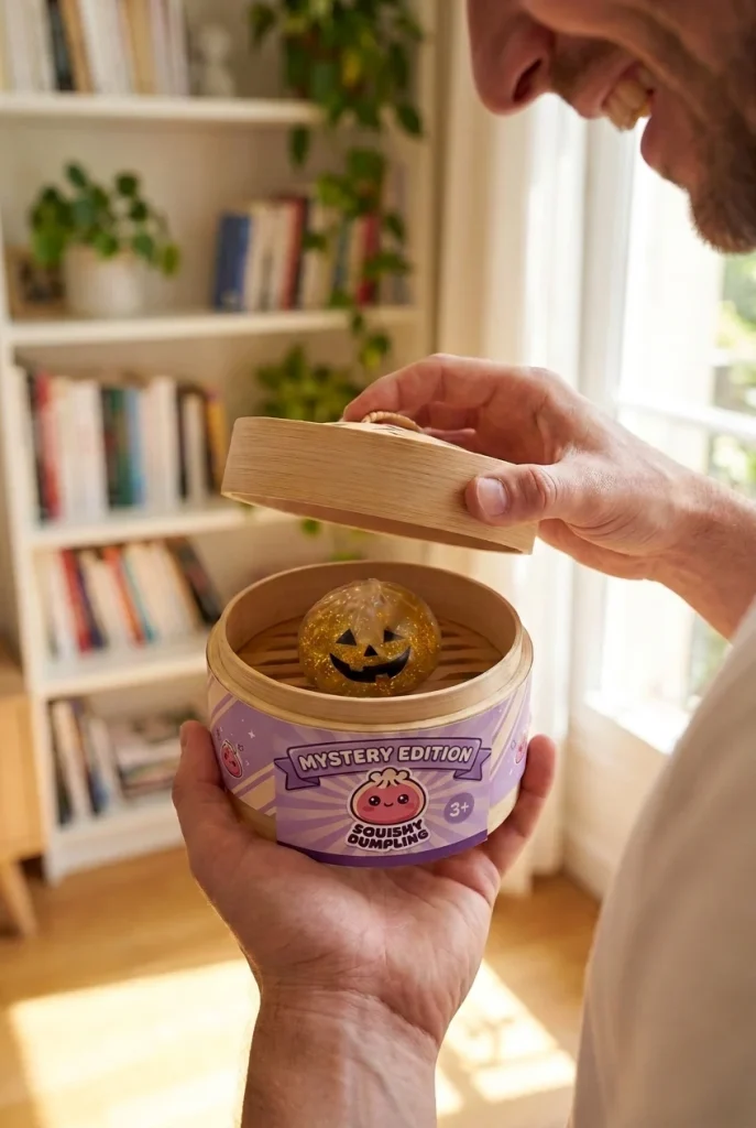 Squishy Dumpling Vampire Mystery Karmiininpunainen avauksen hetkellä