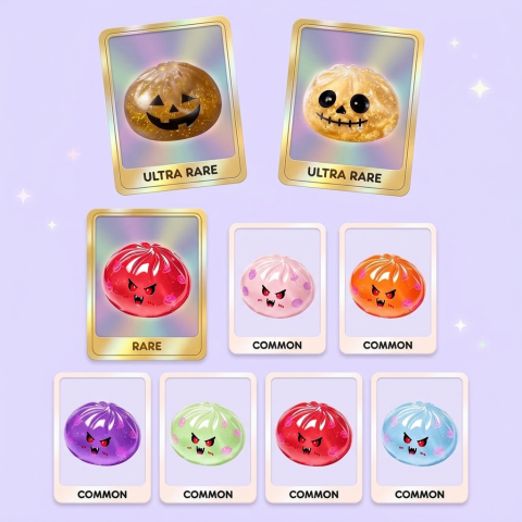 Squishy Dumpling Vampire Mystery Karmiininpunainen puristettuna kädessä