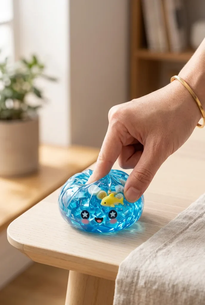 Glitter Dumpling Squishy Ocean Koralliriutta puristuksessa