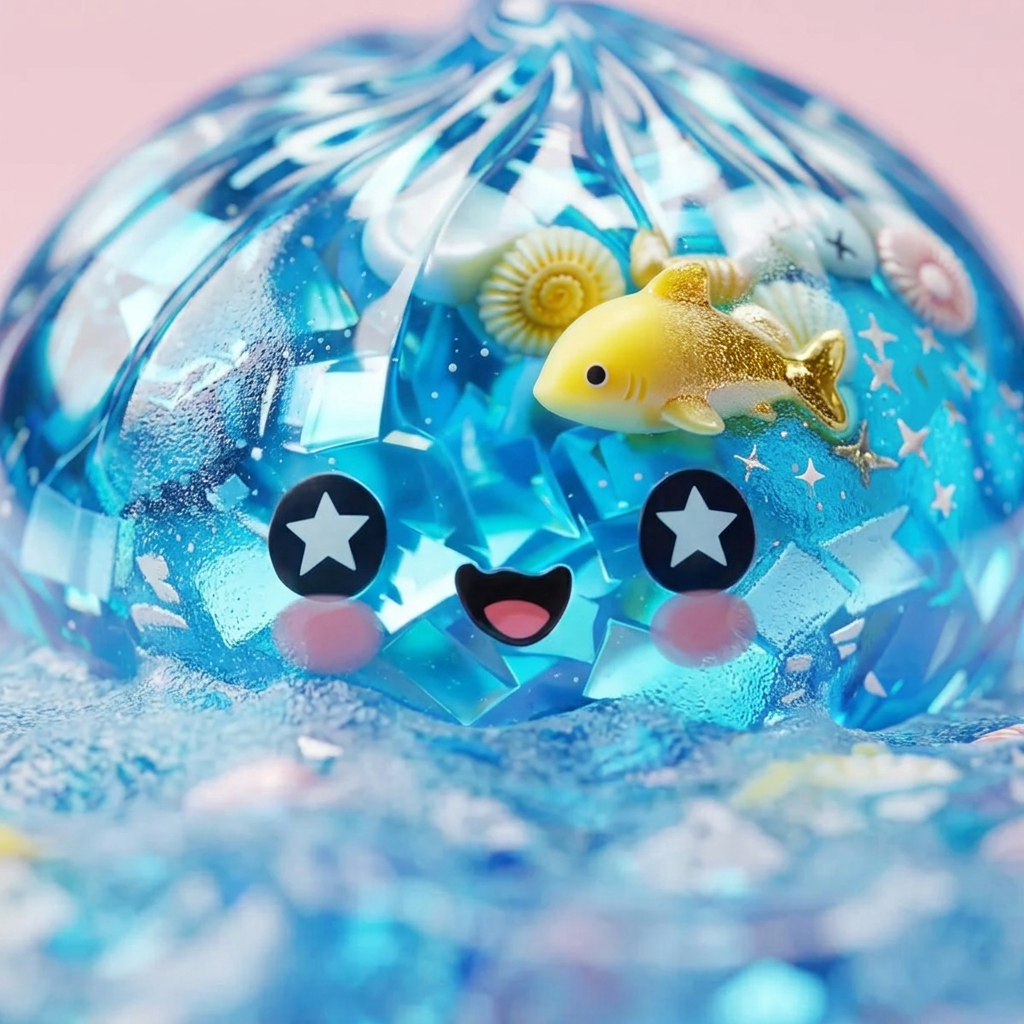 Glitter Dumpling Squishy Ocean Koralliriutta makrokuva vaahdon pinnasta