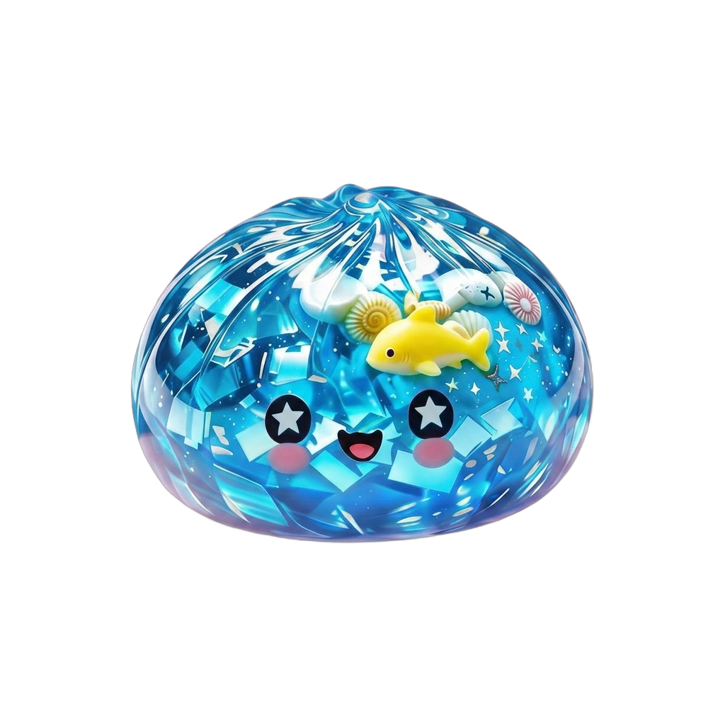 Glitter Dumpling Squishy Ocean Koralliriutta puristettuna kädessä