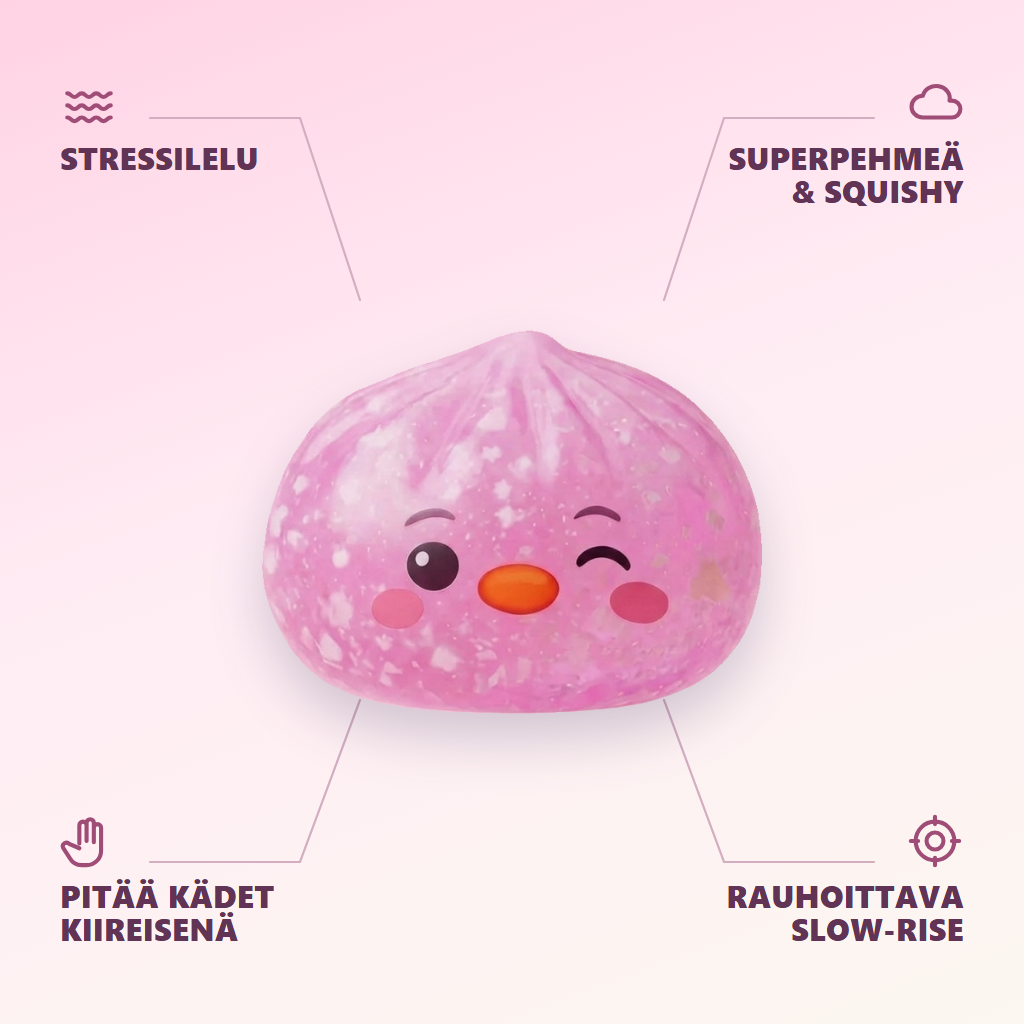 Penguin Dumpling Squishy Karkkipinkki infografiikka: tärkeimmät edut