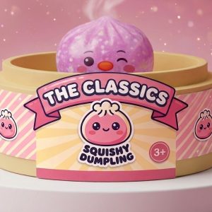 Penguin Dumpling Squishy Karkkipinkki bambutyylisessä höyrytyskorissa