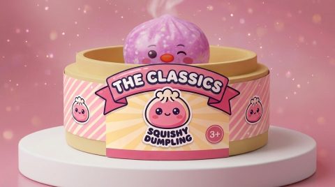 Penguin Dumpling Squishy Karkkipinkki bambutyylisessä höyrytyskorissa