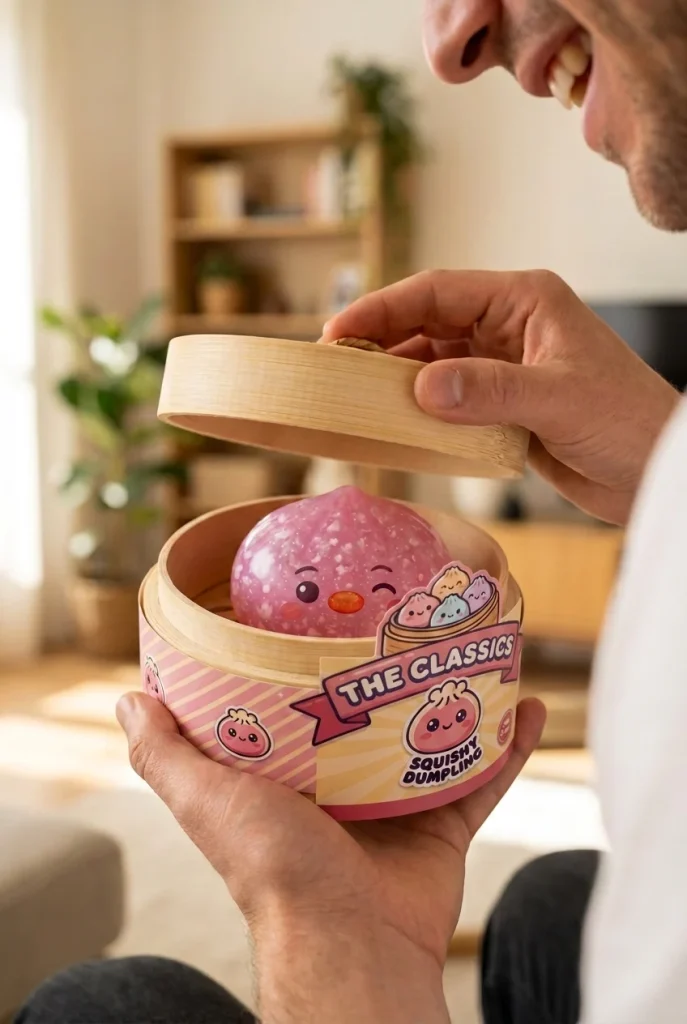 Penguin Dumpling Squishy Karkkipinkki avauksen hetkellä