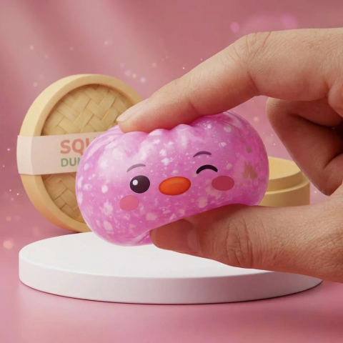 Penguin Dumpling Squishy Karkkipinkki slow rise -efekti toiminnassa
