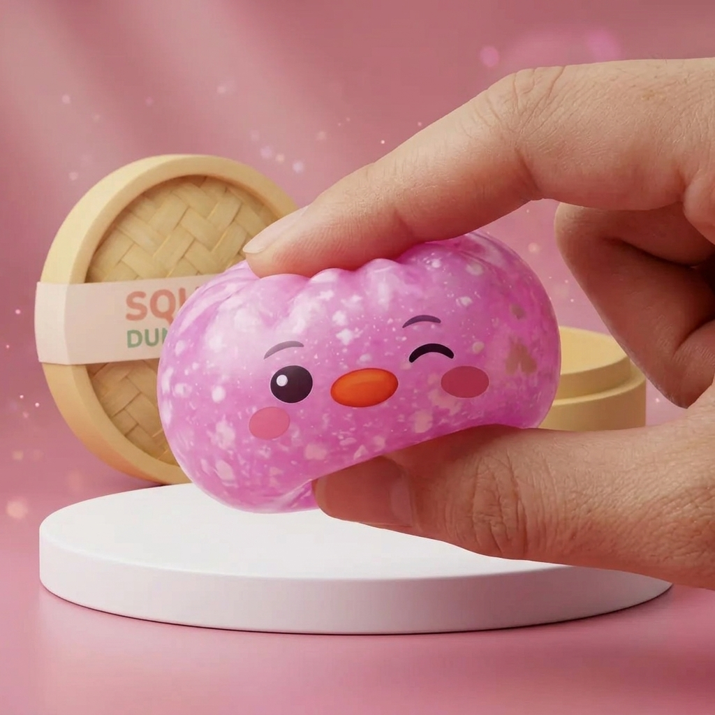 Penguin Dumpling Squishy Karkkipinkki slow rise -efekti toiminnassa